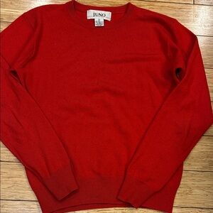 Juno Vintage Women's Classic Vibrant Red Cashmere Silk Blend Crew Neck Sweater M
